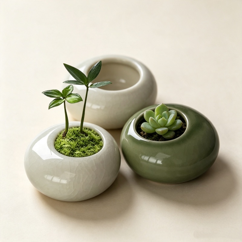 Bonsai Garden Art - Mini Maceta con Efecto de Grietas