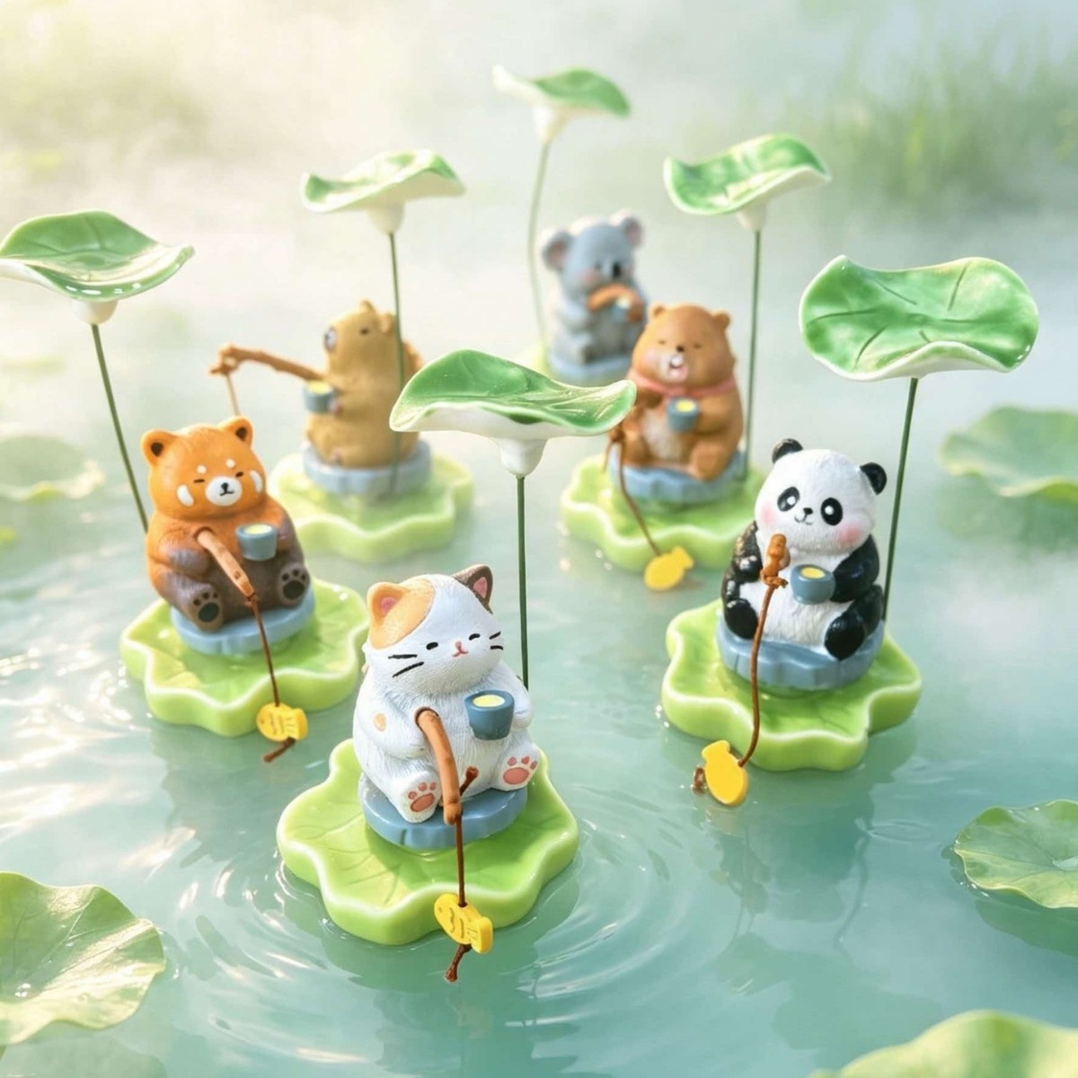 Bonsai Garden Art - Figura de animal de pesca adorable,