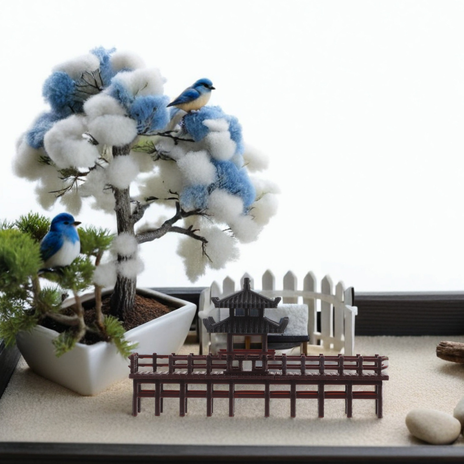 Pequeño adorno de puente de pa - Bonsai Garden Landscape Design reseña y precio
